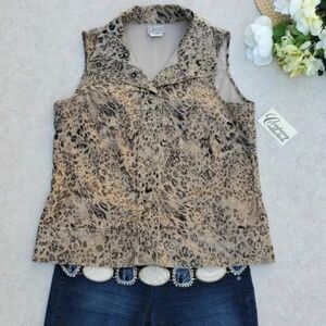 Company‎ Collection Light Brown Cheetah Print Vest Size Small ~ NEW